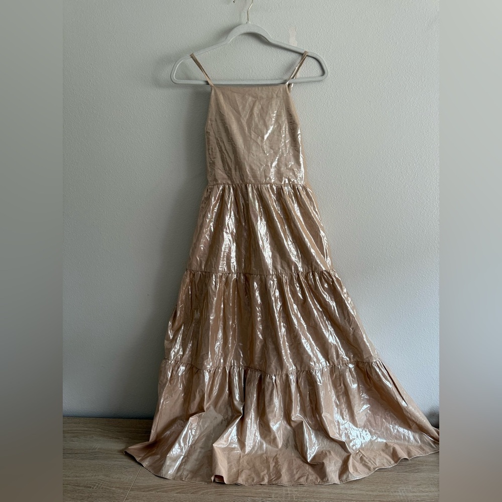 Gap Metallic Tie-Back Tiered Maxi Dress women’s Sz S NWT - Picture 4 of 8